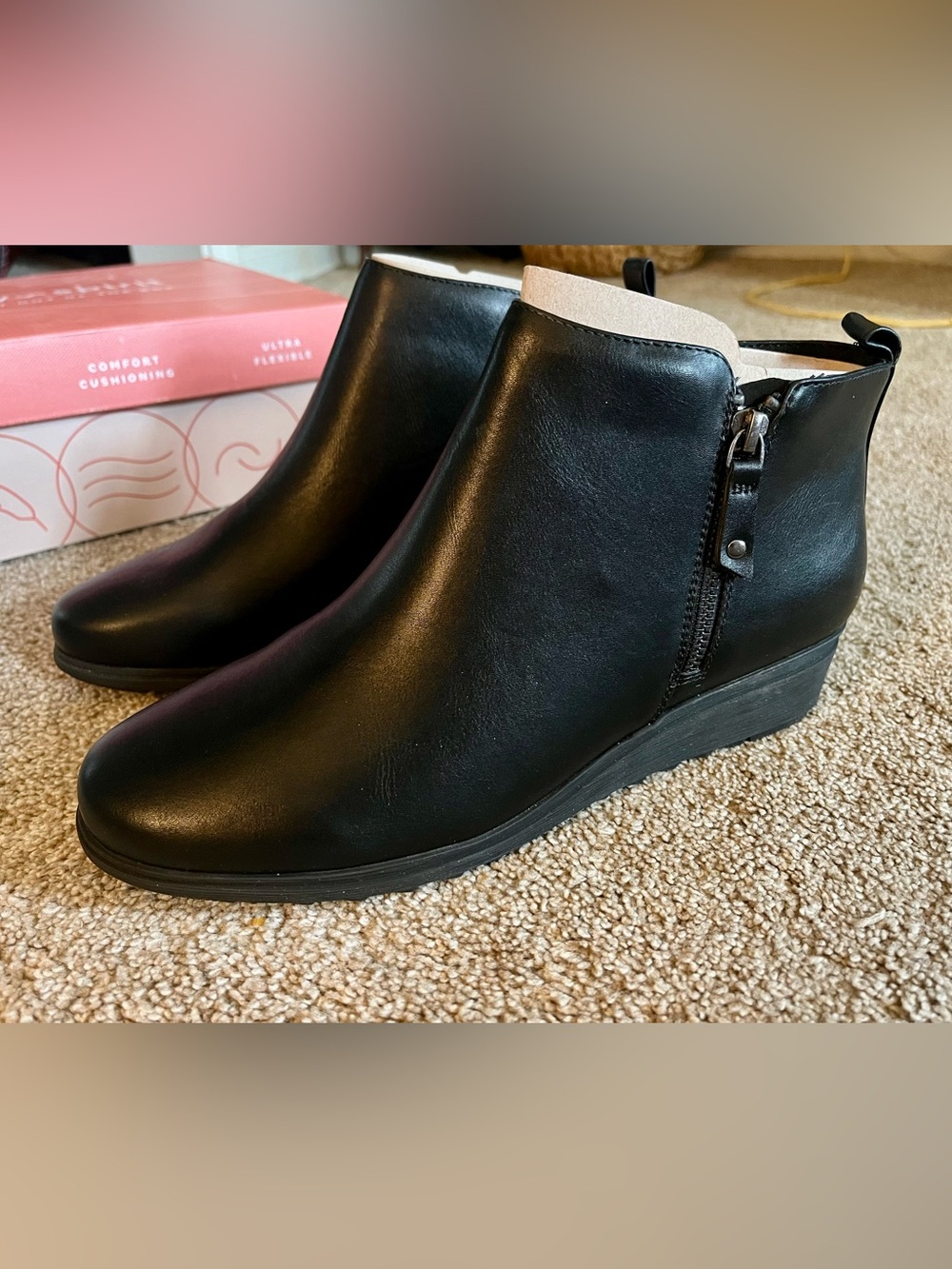Easy Spirit Black Side-Zip Wedge Ankle Boots